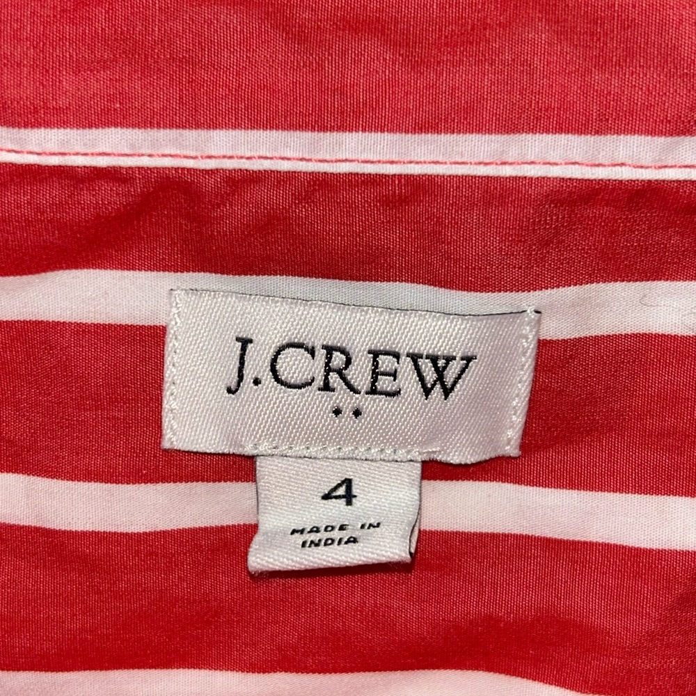 J. Crew Women’s Striped Funnel Neck Top Cotton Poplin Maddie Ceris Stripe Size 4 - Picture 12 of 16
